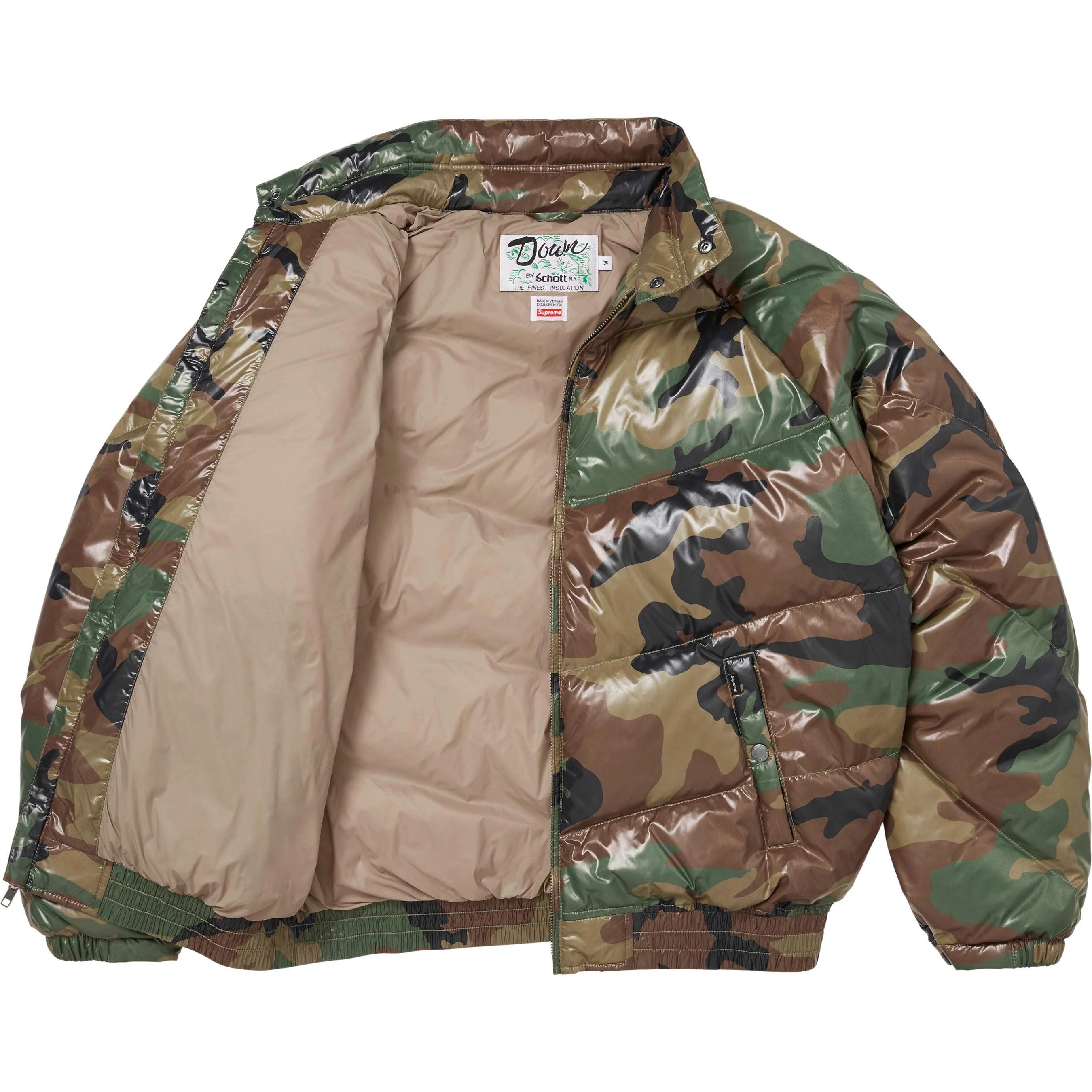 Supreme®/Schott® Glossy Lightweight Down Puffer Jacket view 3